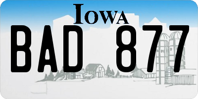 IA license plate BAD877