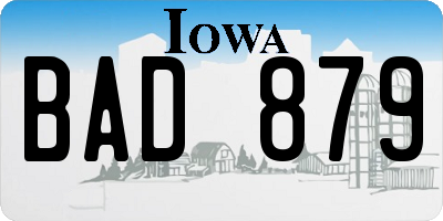IA license plate BAD879