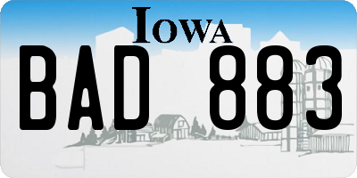 IA license plate BAD883