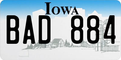 IA license plate BAD884