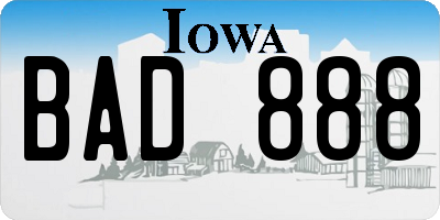 IA license plate BAD888