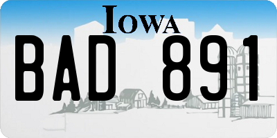 IA license plate BAD891