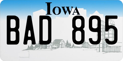 IA license plate BAD895