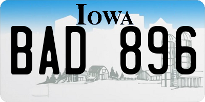 IA license plate BAD896