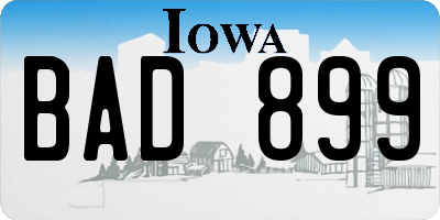 IA license plate BAD899
