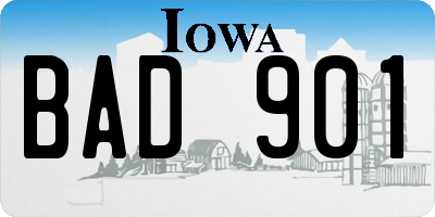 IA license plate BAD901