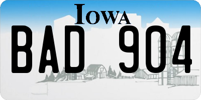 IA license plate BAD904