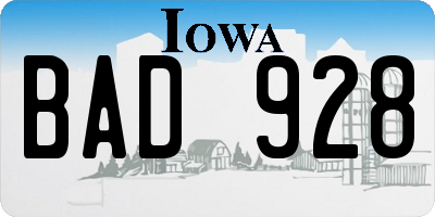 IA license plate BAD928