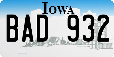 IA license plate BAD932