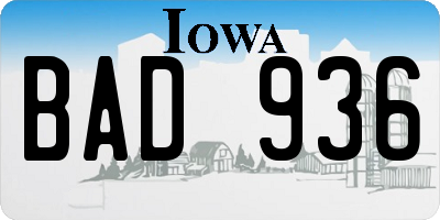 IA license plate BAD936