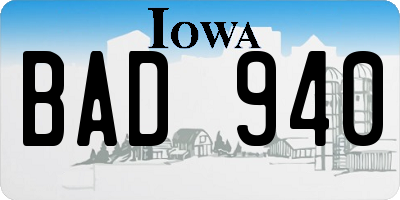 IA license plate BAD940