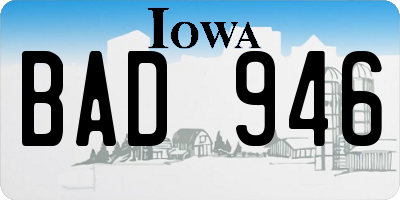 IA license plate BAD946