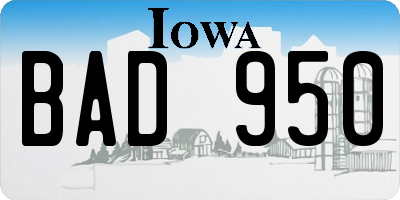 IA license plate BAD950