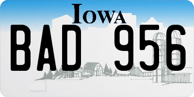 IA license plate BAD956
