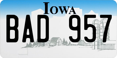 IA license plate BAD957