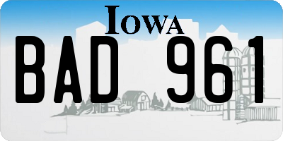 IA license plate BAD961