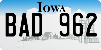 IA license plate BAD962