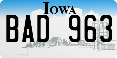 IA license plate BAD963