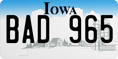 IA license plate BAD965