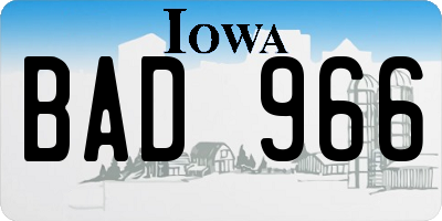 IA license plate BAD966