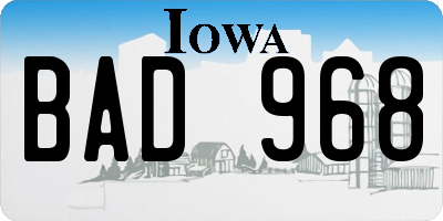 IA license plate BAD968