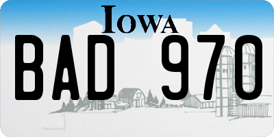 IA license plate BAD970