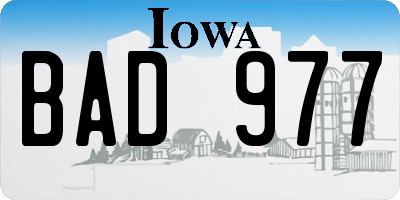 IA license plate BAD977