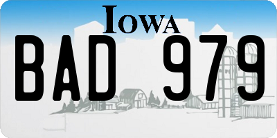 IA license plate BAD979