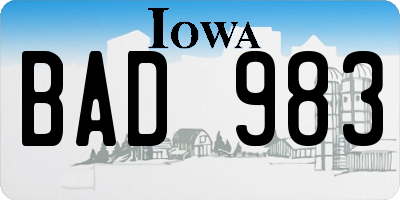 IA license plate BAD983