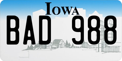 IA license plate BAD988