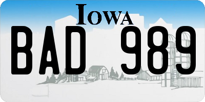 IA license plate BAD989