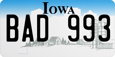IA license plate BAD993
