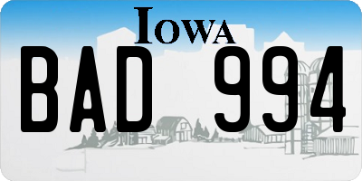 IA license plate BAD994