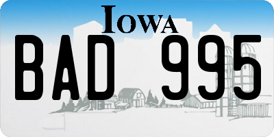 IA license plate BAD995