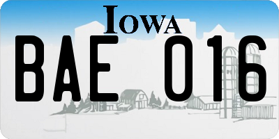 IA license plate BAE016