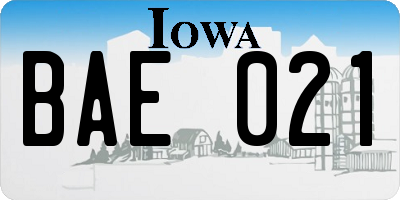 IA license plate BAE021