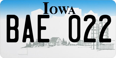IA license plate BAE022