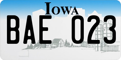 IA license plate BAE023