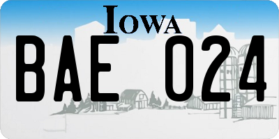 IA license plate BAE024