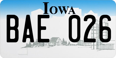 IA license plate BAE026