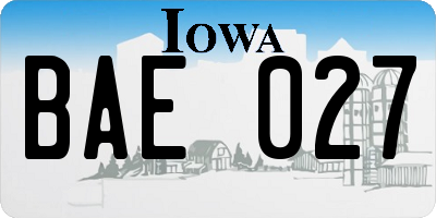 IA license plate BAE027