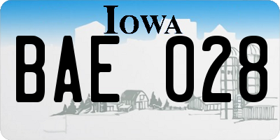 IA license plate BAE028