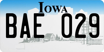 IA license plate BAE029