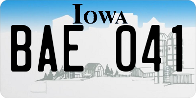IA license plate BAE041