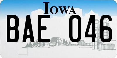 IA license plate BAE046