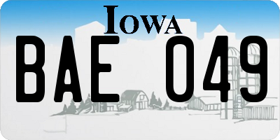 IA license plate BAE049