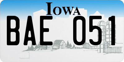 IA license plate BAE051