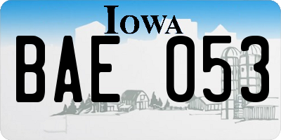 IA license plate BAE053
