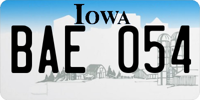 IA license plate BAE054