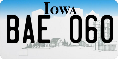 IA license plate BAE060